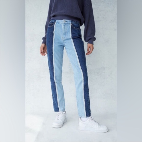 PacSun Eco Two Tone Cut & Sew High Waisted‎ Mom Jeans - Picture 1 of 13